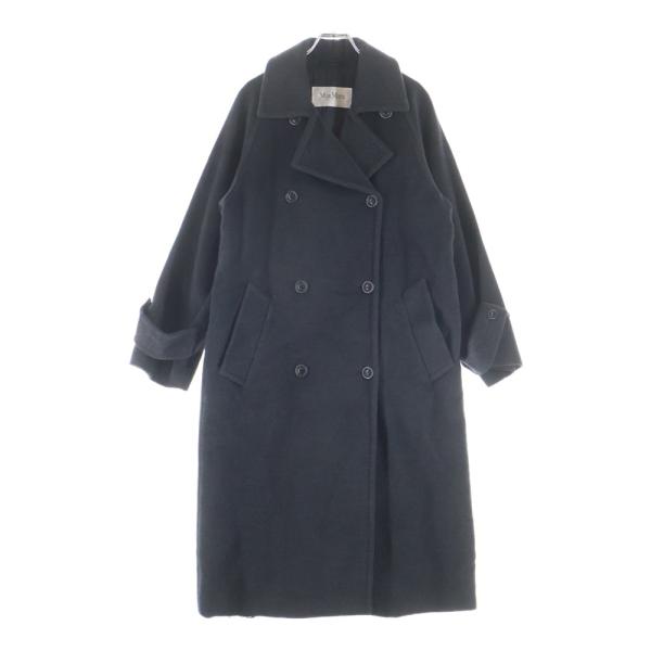 美品✨️マックスマーラ　ベルテッドダブルブレスト ロングコート　黒　38 WEEKEND MAX MARA (ウィークエンド マックスマーラ) バージンウール