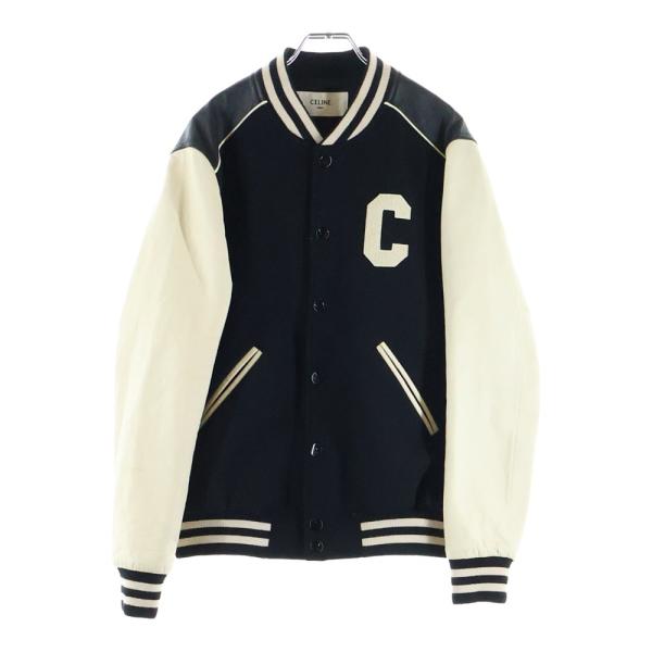 16716✨CELINE クラシック テディジャケット スタジャン 切替 46 CELINE（セリーヌ） レザー切替 クラシック テディジャケット ウール