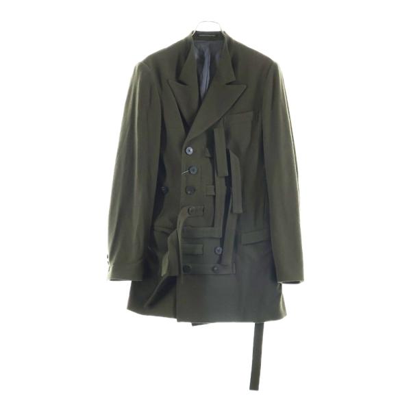 Yohji Yamamoto ヨウジヤマモト 23AW 立ち衿フラシベルトコート ボンテージジャケット グリーン HJ-J70-143 Yohji Yamamoto（ヨウジヤマモト） 23AW 立ち衿フラシベルトコート