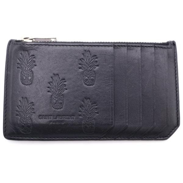 SAINT LAURENT PARIS サンローランパリ スカルパイナップル総柄 レザーカードケース ブラック 458593 SAINT LAURENT PARIS サンローランパリ スカルパイナップル総柄 レザー