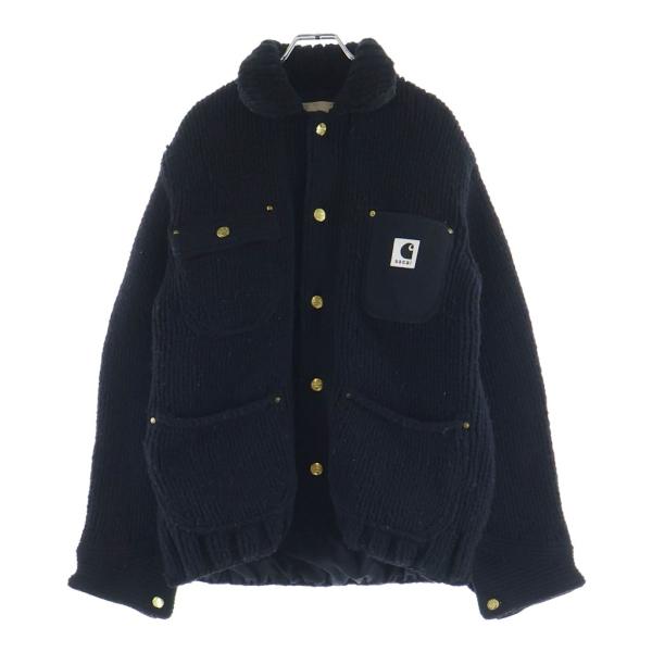 Sacai サカイ ×CARHARTT WIP CANVAS × MA-1 JACKET カーハート ボタンアップMA-1ジャケット ブラック 23-03111M sacai（サカイ） ×CARHARTT WIP CANVAS × MA-1 JACKET カーハート