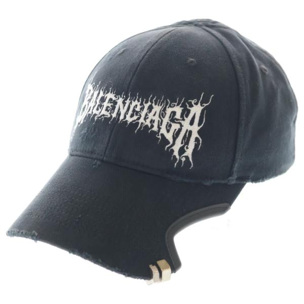 BALENCIAGA バレンシアガ DIY L メタルロゴ ダメージ加工 ベースボールキャップ 帽子 ブラック 771963 BALENCIAGA（バレンシアガ） DIY METAL メタルロゴ ダメージ加工