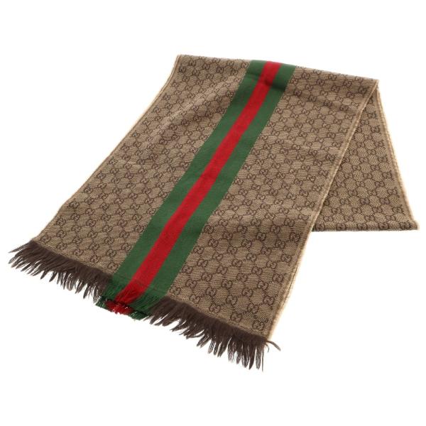 GUCCI グッチ GG柄 シェリーライン シルク混 ウールマフラー 147351