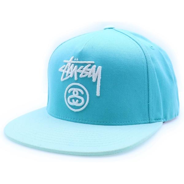 Stussy ロゴ刺繍キャップ ホワイト/ネイビー shopbring_2125k090021