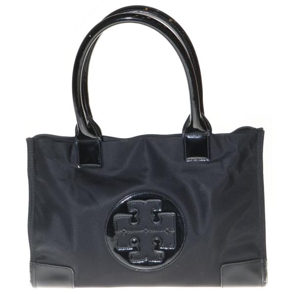 美品 TORY BURCH トートバッグ ワンポイントロゴ 肩掛け ナイロン 黒 TORY BURCH（トリーバーチ） トリー バーチ フロントロゴ ナイロン