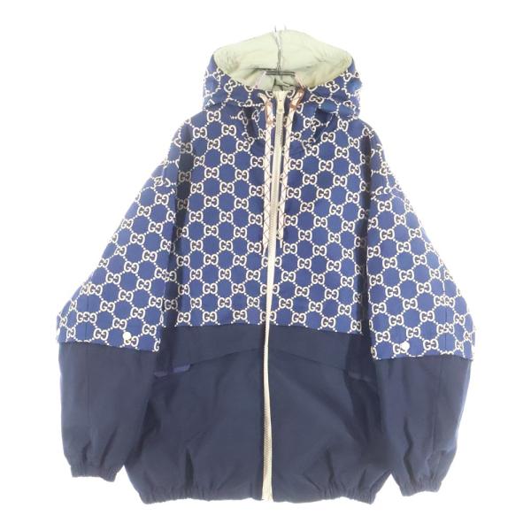 GUCCI（グッチ） GG総柄 中綿 フーデッドジャケット パーカー ネイビー