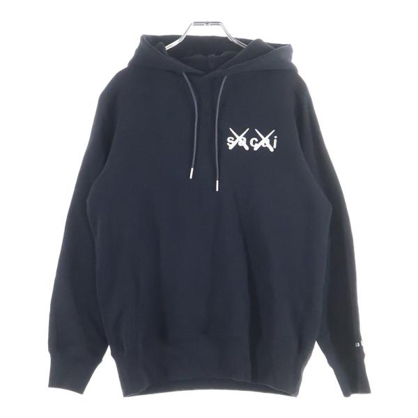 sacai サカイ kaws 2021SS 刺繍パーカー フーディー sacai（サカイ） 21SS ×KAWS 刺繍ロゴ プルオーバーパーカー ブラック