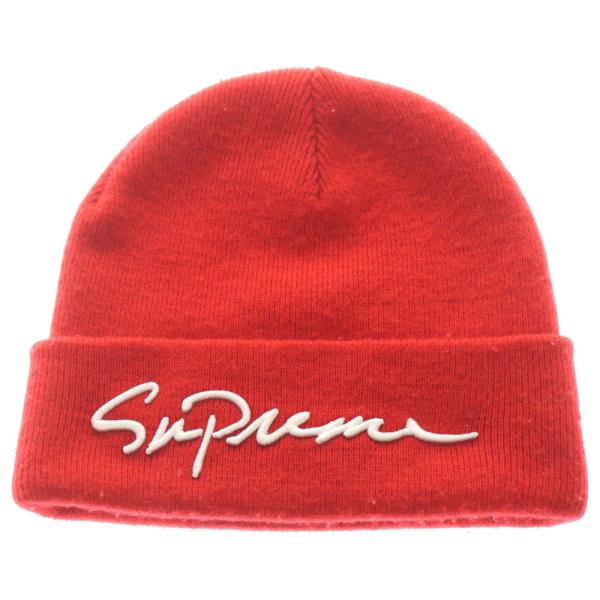 Supreme レッド ニット帽 Supreme（シュプリーム） フロント刺繍 アクリルビーニー ニット帽