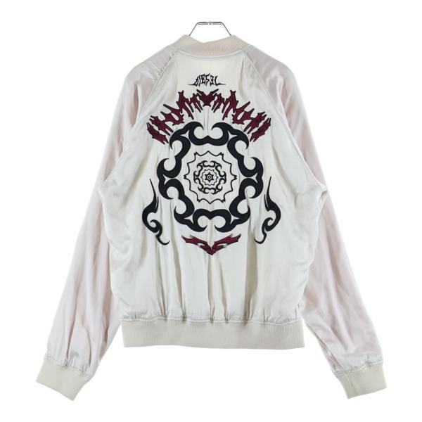 DIESEL ディーゼル ボンバージャケット Dロゴ ダブルジップ サテン 短丈 DIESEL（ディーゼル） J-IVORY リバーシブル サテンボンバージャケット