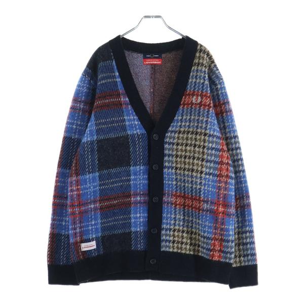 FRED PERRY フレッドペリー ×Charles Jeffrey LOVERBOY ×チャールズジェフリーラバーボーイ ウール混チェックカーディガン マルチカラー
