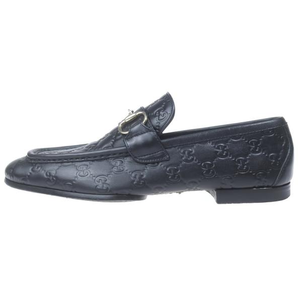 GUCCI グッチ GG型押し ホースビット レザーローファー ブラック 147825 GUCCI（グッチ） GG型押し ホースビット レザーローファー ブラック