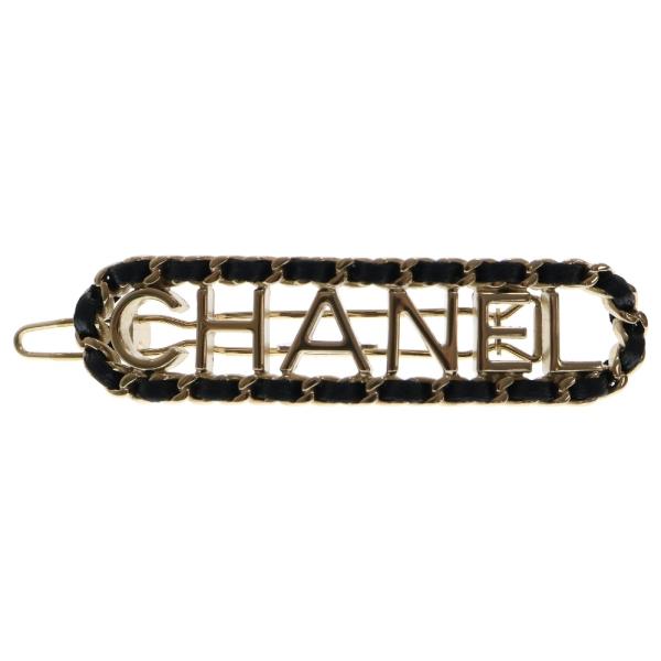 CHANEL ヘアピン ブラック 　バレッタ　正規品　CHANEL CHANEL（シャネル） ロゴ バレッタ ヘアピン ブラック×ゴールド GP