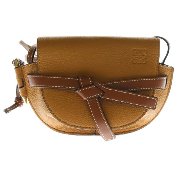 LOEWE ハンドバッグ アナグラム フラップ レザー ブラック ゴールド金具 LOEWE（ロエベ） ゲートデュアル ミニ アナグラムロゴ レザー