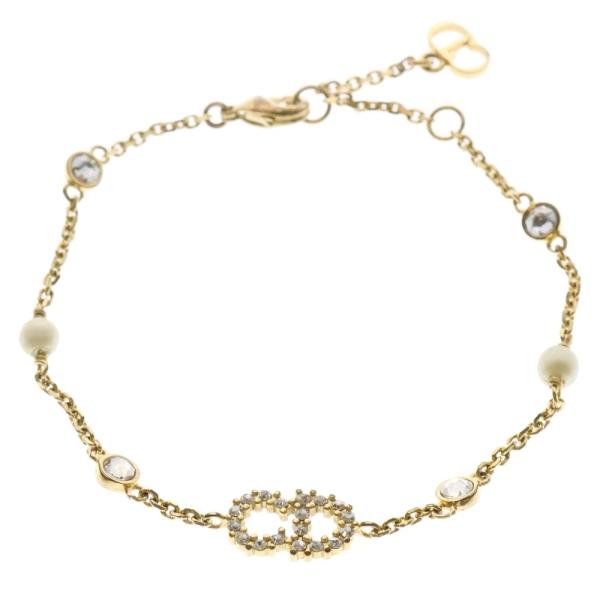 DIOR ディオール フェイクパールブレスレット GP ゴールド ロゴ