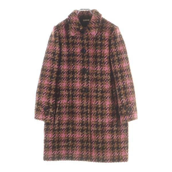 MIUMIU ウールコート miumiu ミュウミュウ 18AW ウールツイード チェック総柄 4B ステン