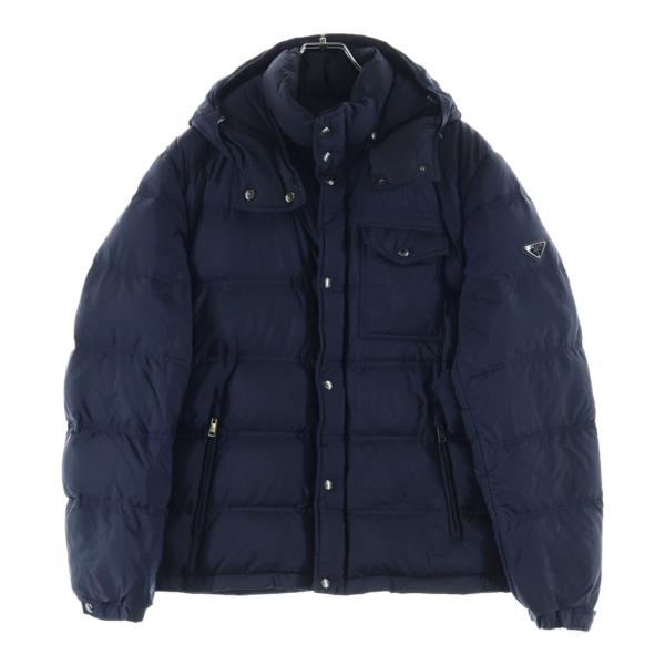 PRADA プラダ 21AW トライアングルロゴプレート フーデッド ジップアップ ダウンジャケット ネイビー SGH573 shopbring_2526e270010