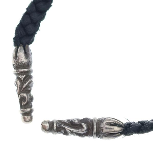 CHROME HEARTS クロムハーツ LEATHER BRAID SCROLL ネックレス レザーブレイドネックレス ブラック/シルバー BCA377 CHROME HEARTS（クロムハーツ） LEATHER BRAID SCROLL ネックレス