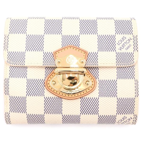 ダミエ柄レザー三つ折り財布 ルイヴィトン値下げ可能 LOUIS VUITTON（ルイ・ヴィトン） ダミエ アズール ポルトフォイユ
