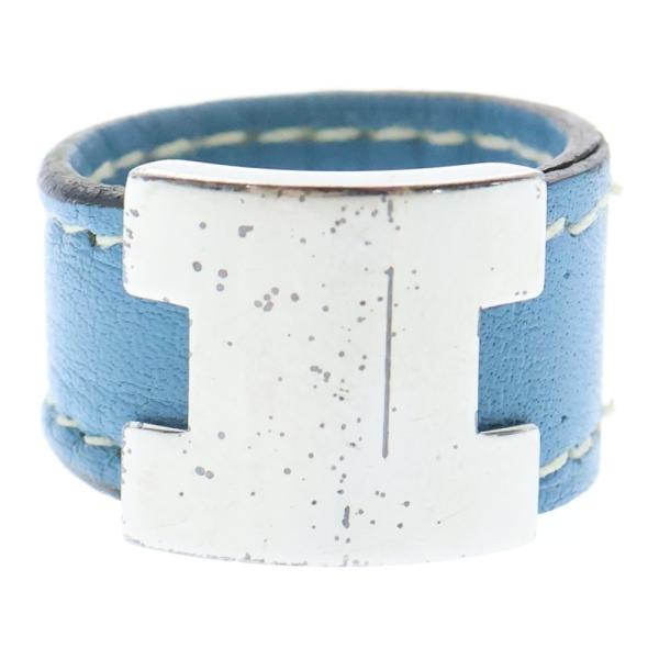 エルメス　ルーリーリング HERMES エルメス ルーリー リング 指輪 カーキ シルバー レザー