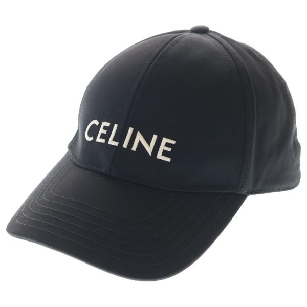CELINE（セリーヌ） ロゴ刺繍 ベースボール キャップ 帽子 ブラック