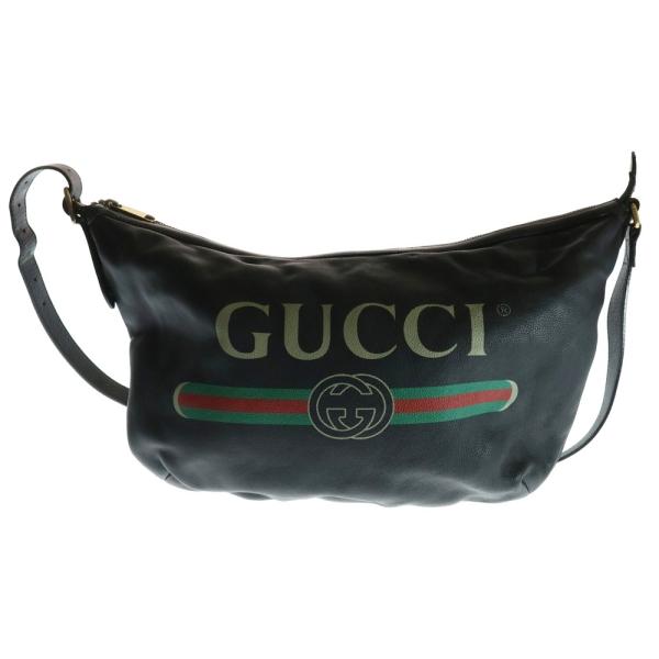 GUCCI（グッチ） LOGO HOBO LEATHER SHOULDER BAG ロゴプリント ハーフ