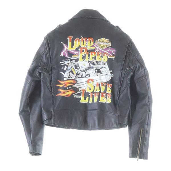HARLEY DAVIDSON ハーレーダビッドソン LOUD PIPES SAVE LIVES DOUBLE RIDERS LETHER JACKET ダブル ライダース 牛革 レザー ジャケット ブラック 40180 Harley Davidson（ハーレー・ダビッドソン） LOUD PIPES SAVE LIVES