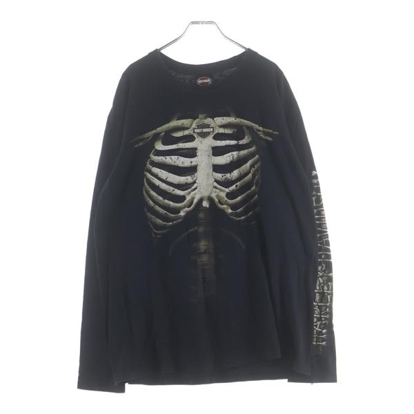 サ*リ様 希少ピーススカルボーン骨スケルトンスパイダーLハーレーロンTシャツスケ Harley Davidson（ハーレー・ダビッドソン） 00s Bone Skeleton L/S