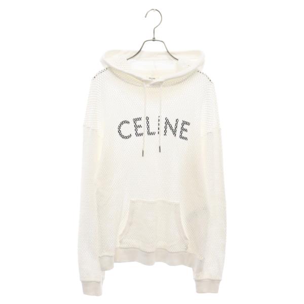 CELINE ホワイト フーディ CELINE（セリーヌ） 22AW Loose Celine Hoodie In Cotton Mesh