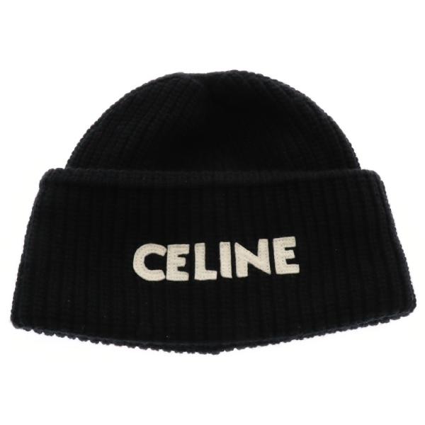 正規品【CELINE】Cイニシャルパッチ付リブ編みニットキャップ　ワイザー着用 正規品【CELINE】Cイニシャルパッチ付リブ編みニットキャップ ワイザー着用