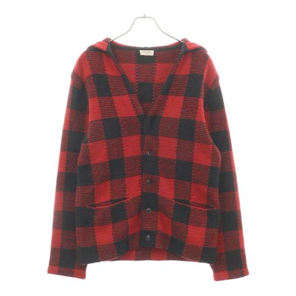SAINT LAURENT PARIS エルボーレザーパッチ ウールカーディガン shopbring_3025a090004