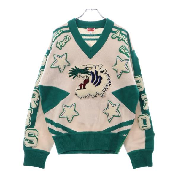 【本日限定お値下げ】KENZO ケンゾー立体ロゴニットセーター マルチカラーXS KENZO（ケンゾー） Varsity Merino Wool Knitwear バーシティ 刺繍