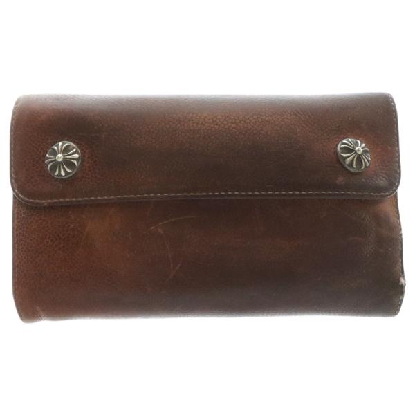 【極美品】CHROME HEARTS(クロムハーツ)ウェーブウォレット　ブラウン CHROME HEARTS クロムハーツ WAVE ウェーブ レザーウォレット