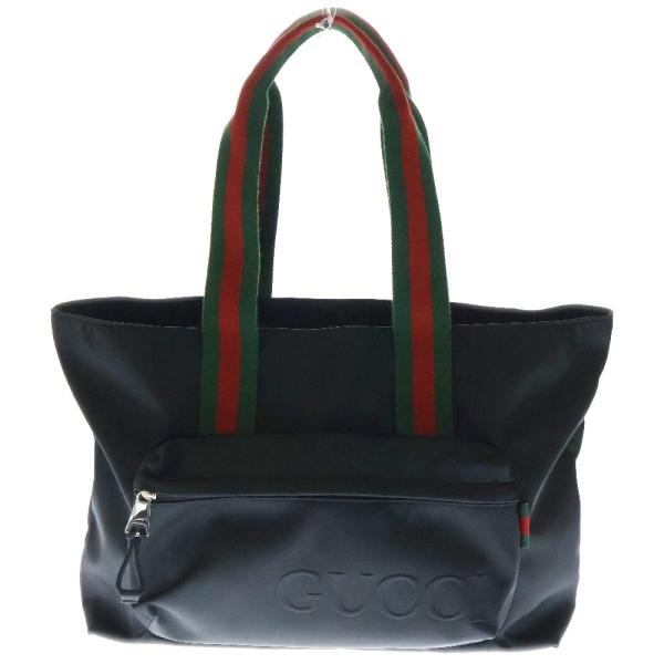 【美品】GUCCI レザー ナイロン トートバッグ ブラック イタリア製 美品】GUCCIグッチ 大容量トートバッグ ナイロンレザー ブラック