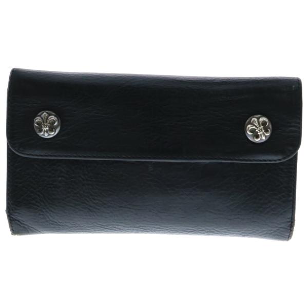 CHROME HEARTS クロムハーツ WAVE BSフレアボタン ウェーブ レザーウォレット 財布 ブラック BCA374 CHROME HEARTS（クロムハーツ） WAVE BSフレアボタン ウェーブ レザー