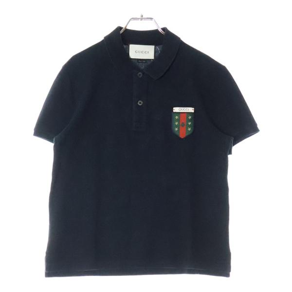 GUCCI（グッチ） S/S Polo Shirt ロゴ刺繍 半袖ポロシャツ ブラック