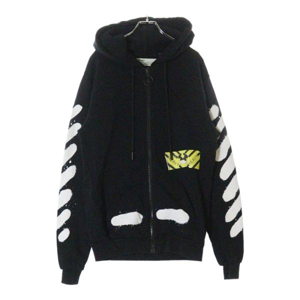 オフホワイト サイズ:S  17SS  Spray Logo Zip Up Hoodie スプレーロゴジップアップパーカー 中古 OM10 OFF-WHITE オフホワイト 17SS Spray Logo Zip Up Hoodie ジップアップ