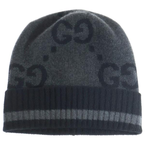 ら*ん様 GUCCI グッチ カシミヤ混 ニット帽 ビーニー ウェブライン 黒