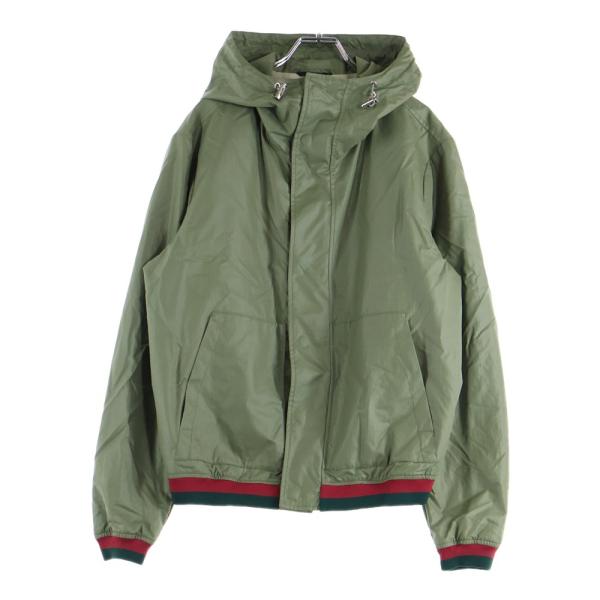 GUCCI（グッチ） ボタンアップ フーデッド ナイロンジャケット カーキ