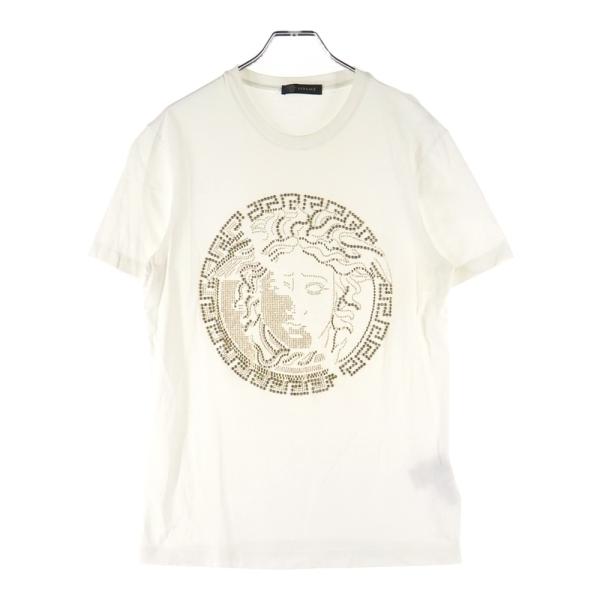 ヴェルサーチジーンズ カットソー 半袖 ラインストーン Vネック ストレッチ VERSACE JEANS COUTURE (ヴェルサーチェ ジーンズ クチュール) ロゴ