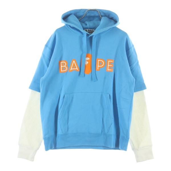 A BATHING APE アベイシングエイプ Layered Mudface Wide Hoodie レイヤードマッドフェイスワイドパーカー ブルー A BATHING APE（アベイシングエイプ） Layered Mudface Wide Hoodie