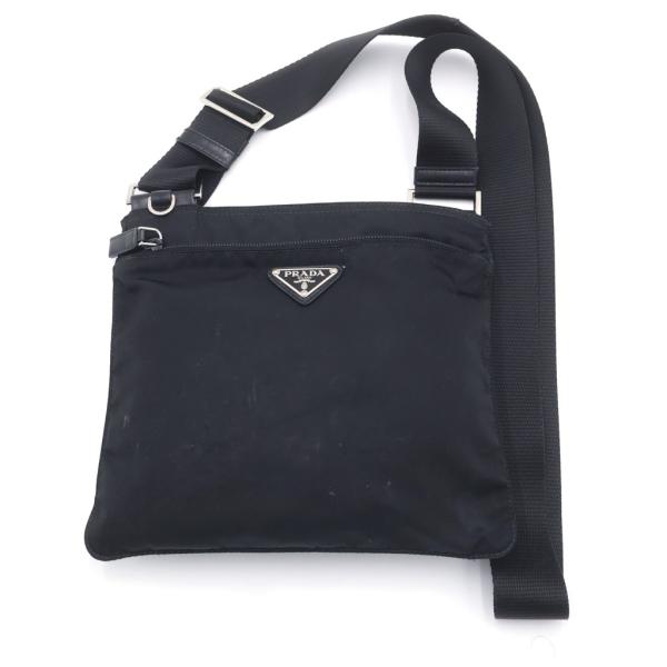 PRADA プラダ 三角プレートデザイン マルチポケット ナイロンショルダーバッグ ブラック BT0420 PRADA（プラダ） 三角プレートデザイン マルチポケット ナイロン