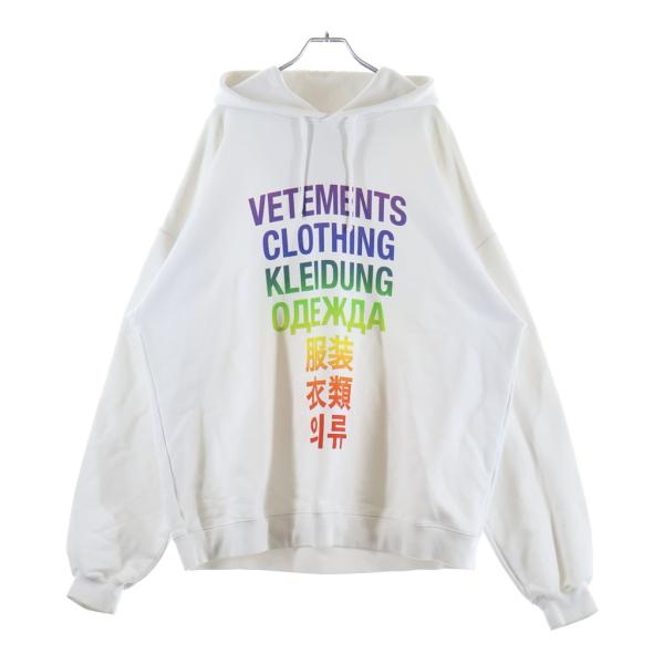 VETEMENTS ヴェトモン TRANSLATION HOODIE トランスレーション フーデッド コットン プルオーバーパーカーホワイト UA53HD100Z VETEMENTS（ヴェトモン） TRANSLATION HOODIE トランスレーション