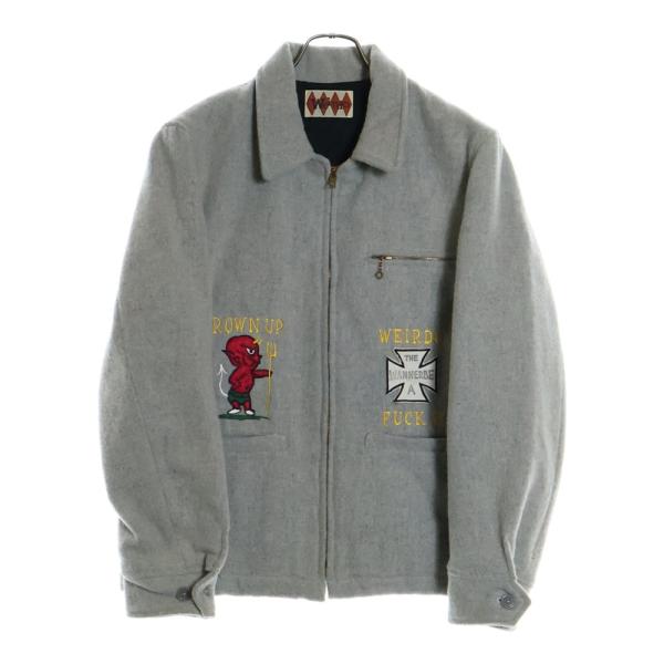 WEIRDO ウィアード piece Love Jacket 古着 長袖 刺繍 WEIRDO（ウィアード） バックロゴ刺繍 ウール ジップアップジャケット
