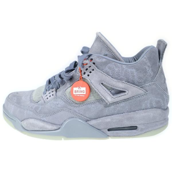 NIKE ナイキ ×Air Jordan 4 Retro ×カウズ エアジョーダン4 レトロ ハイカットスニーカー グレー US8.5/26.5cm 930155-003