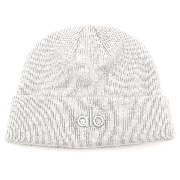 alo グレー ニット帽 Alo Yoga アローヨガ Logo Embroidery Beanie ロゴ刺繍 ビーニー