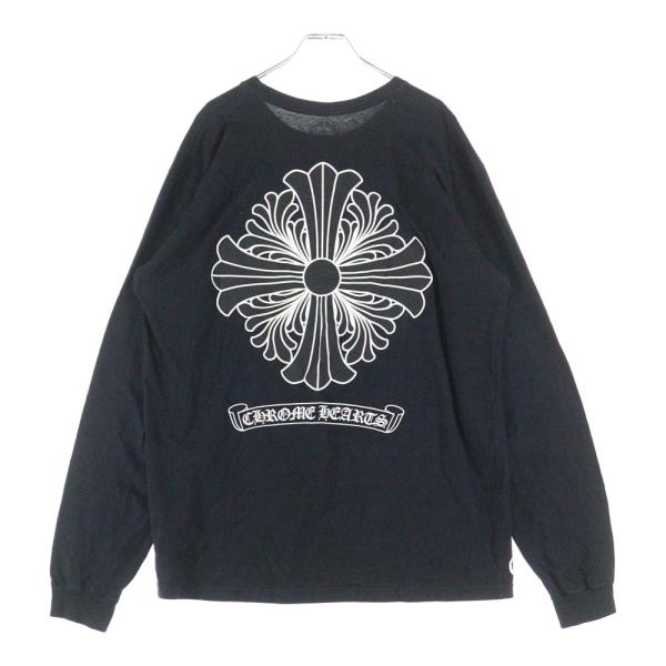 ブラック 長袖Tシャツ袖プリント バックプリント クロムハーツ S CHROME HEARTS（クロムハーツ） BACK CH CROSS CHプラス スクロール