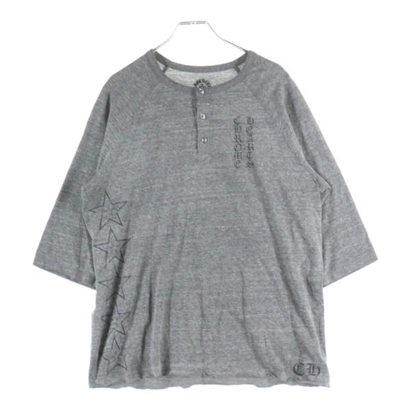 クロムハーツ 七分袖カットソー グレー CHROME HEARTS（クロムハーツ） ヘンリーネック 7分袖 カットソー T