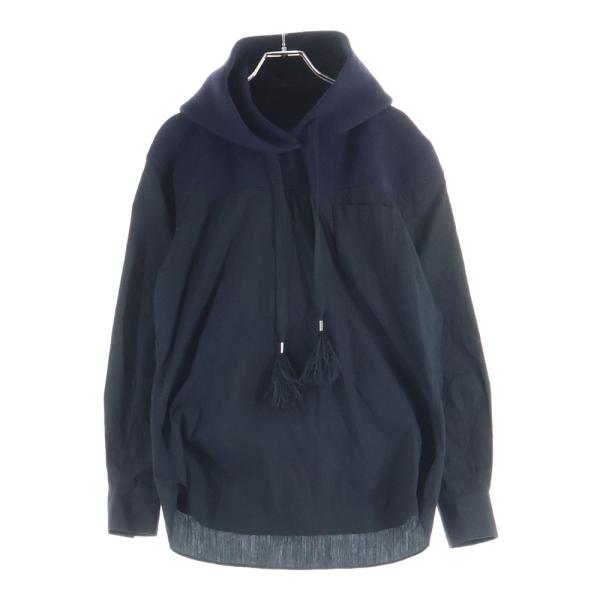 sacai（サカイ） 18SS 異素材切替 スウェット ナイロン フーディー