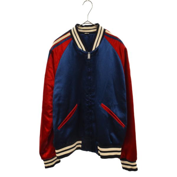 グッチ 18SS アームサイドロゴサテンリバーシブルボンバージャケット 