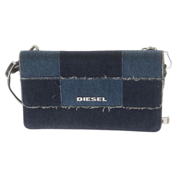 ディーゼル　デニム　2way　ショルダーバッグ　インディゴ　ロゴ金具　近年モデル ディーゼル デニム 2way ショルダーバッグ インディゴ ロゴ金具